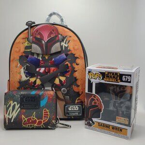 NWT Star Wars Loungefly Mini Backpack, Wallet, & Funko Pop! Figurine Sabine Wren
